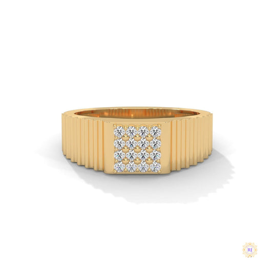 0.25 Ct. Men's Lab Diamond Ring – Ribbed Band