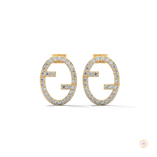 0.30 CT. Diamond Oval Logo Stud Earrings