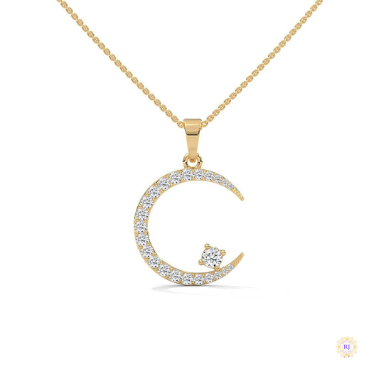 0.50 CT. Crescent Moon Diamond Pendant