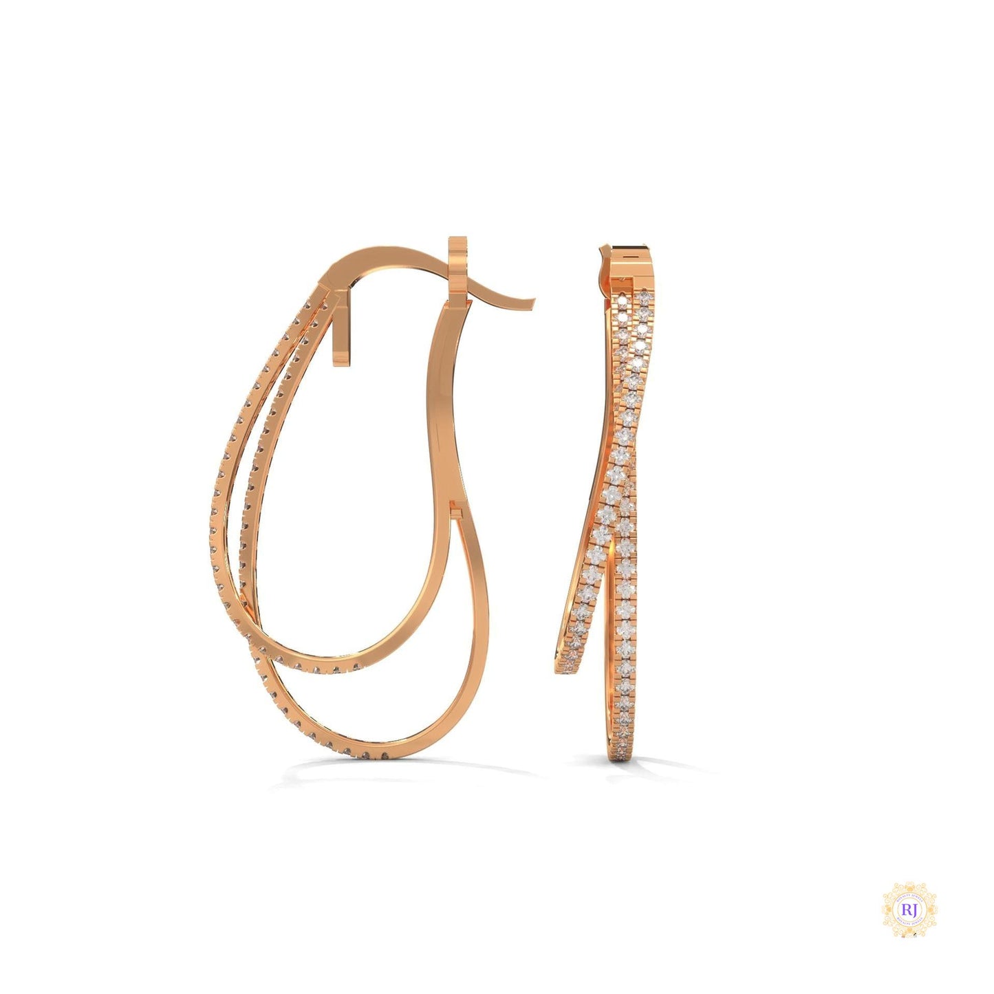 0.60 CT. Diamond Double Teardrop Hoop Earrings