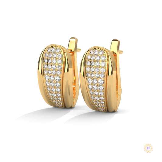 0.70 CT. Tapered Pavé Diamond Huggie Earrings