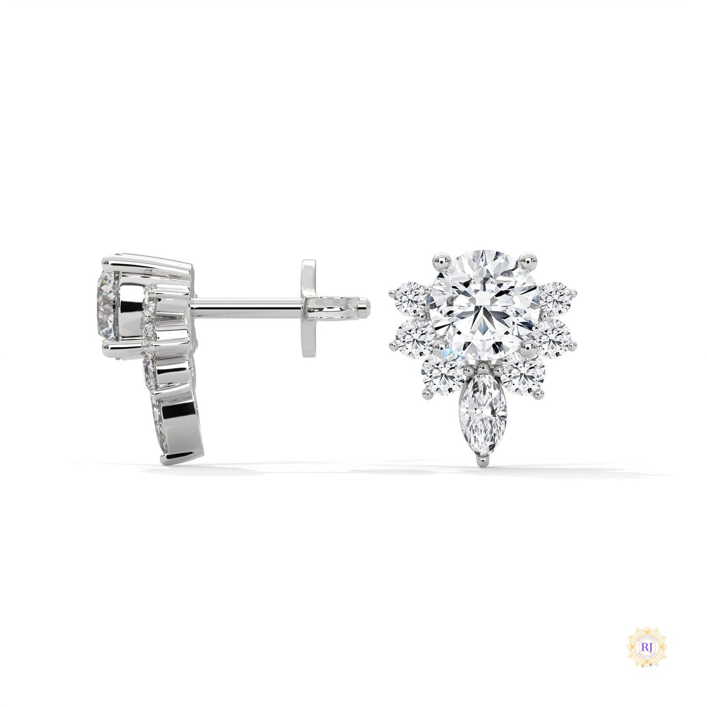 1 CT. Round & Marquise Diamond Studs
