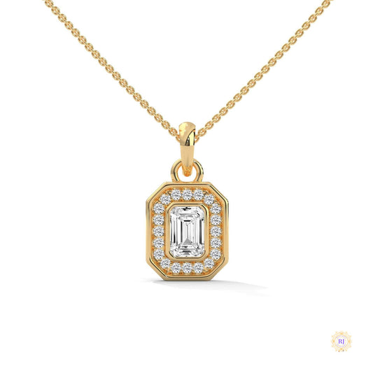 1.0 CT. Emerald-Cut Diamond Halo Pendant