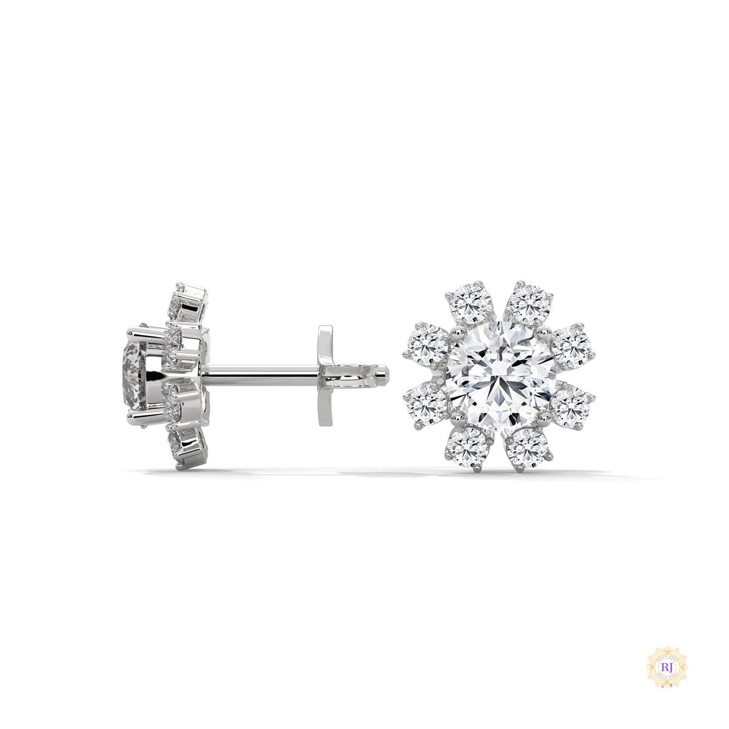 1.0 CT. Round Floral Diamond Studs