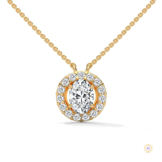 1.10 CT. Oval Halo Diamond Pendant