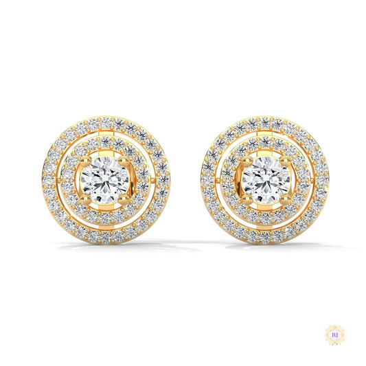 1.5 CT. Double Halo Diamond Stud Earrings