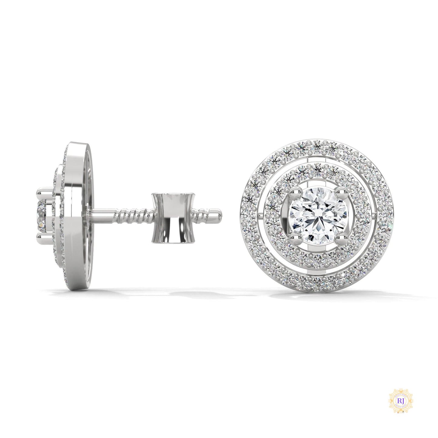 1.5 CT. Double Halo Diamond Stud Earrings