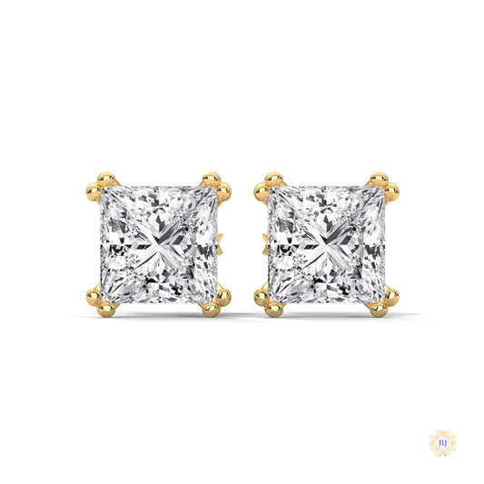 1.50 CT. Princess-Cut Diamond Stud Earrings