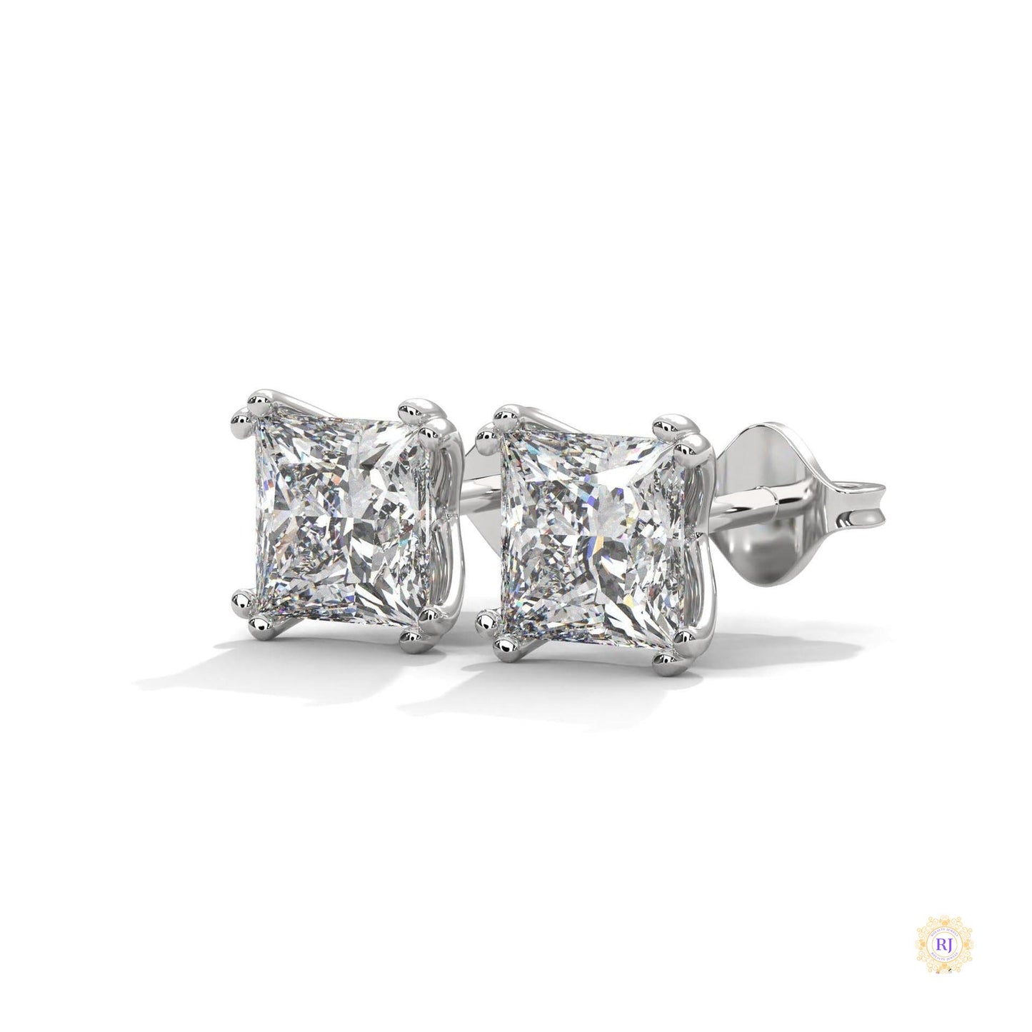 1.50 CT. Princess-Cut Diamond Stud Earrings