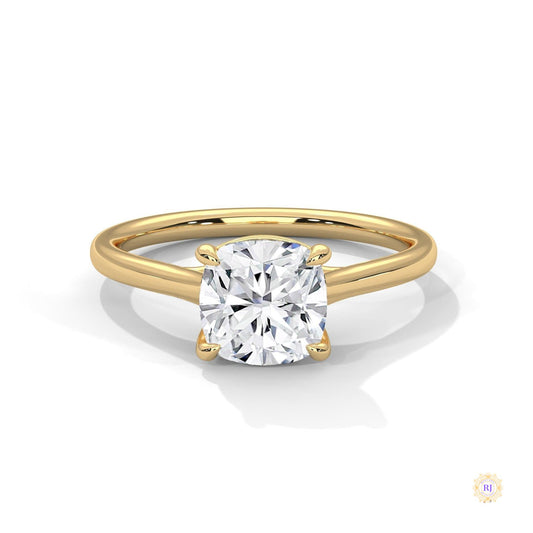 2 Ct. Cushion-Cut Solitaire Lab Diamond Ring