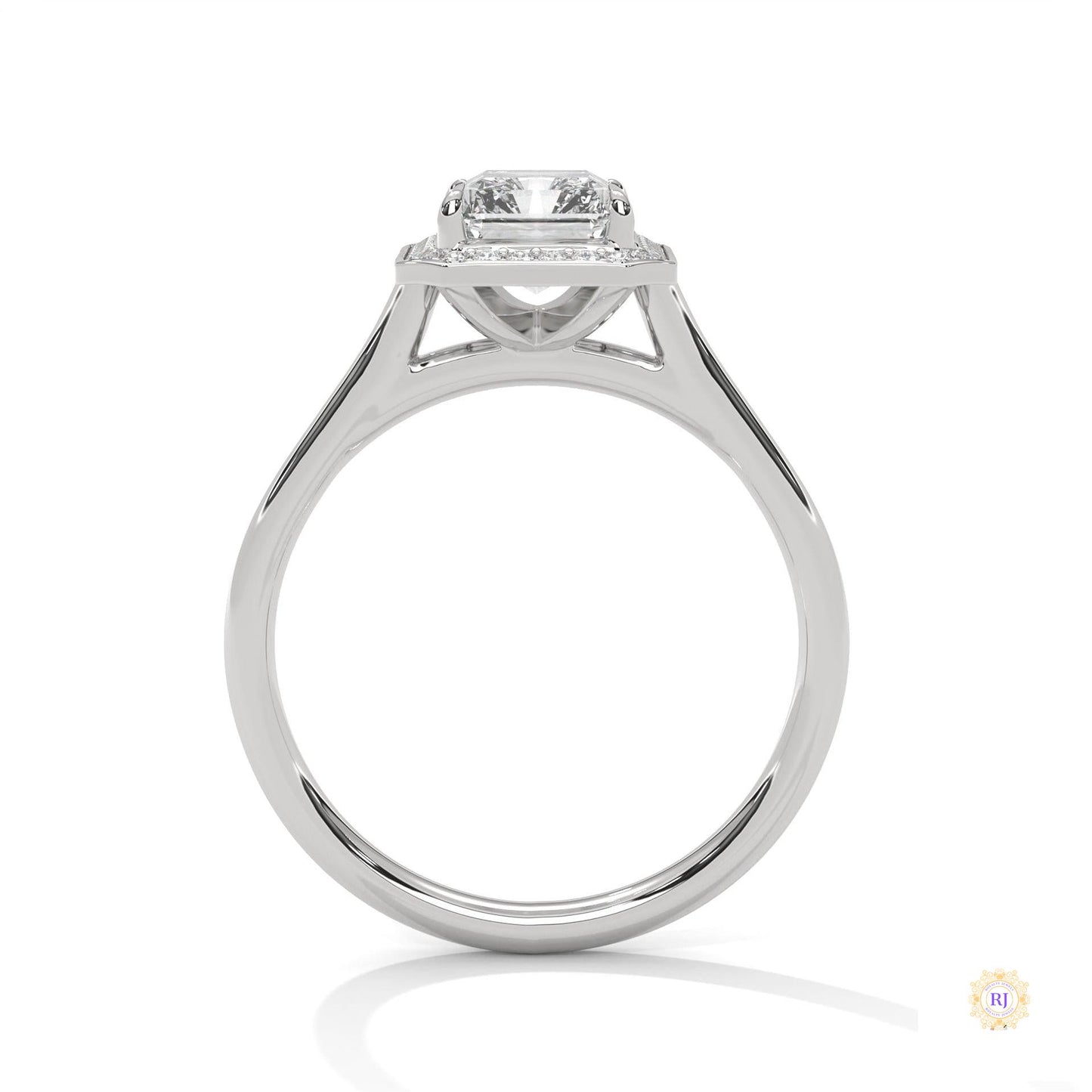 2 Ct. Emerald-Cut Lab Diamond Halo Ring