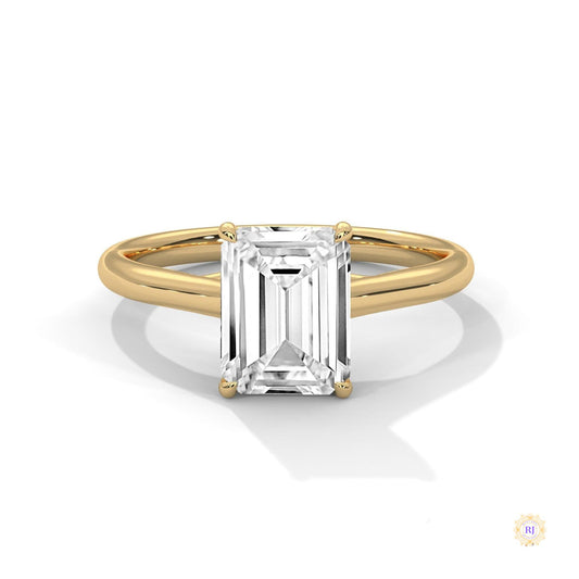 2 Ct. Emerald-Cut Solitaire Lab Diamond Ring