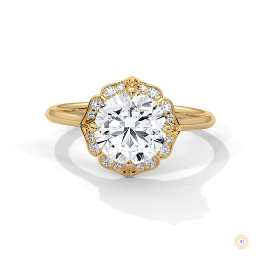 2.15 Ct. Floral Halo Lab Diamond Engagement Ring