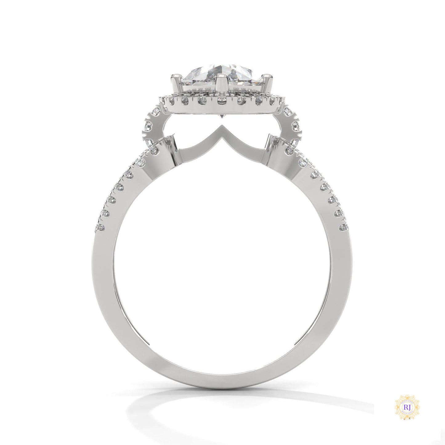 2.35 Ct. Pear Halo Lab Diamond Engagement Ring