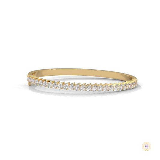 5.30 Ct. Pear Lab Diamond Bangle Open-Top Bracelet