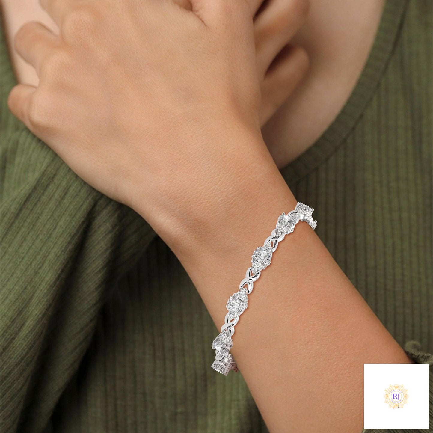 6.70 Ct. Lab Diamond Bracelet Twisted Link