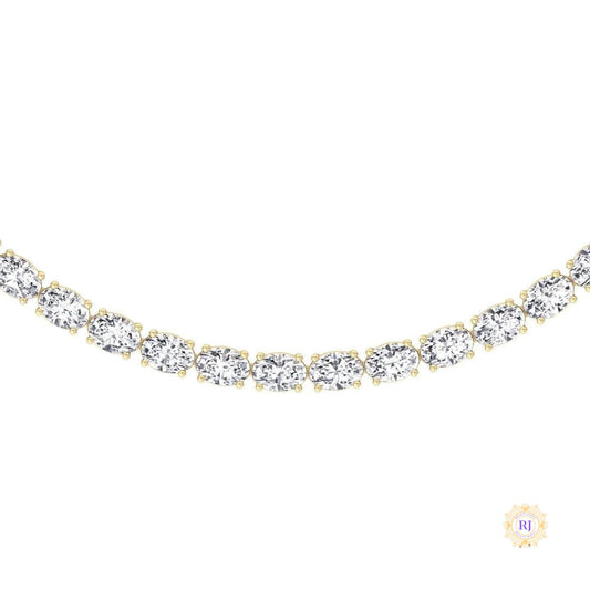 East-West Oval Diamond Tennis Necklace