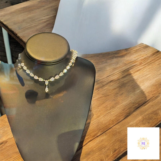 East West Pear-Cut Drop Diamond Tennis Necklace