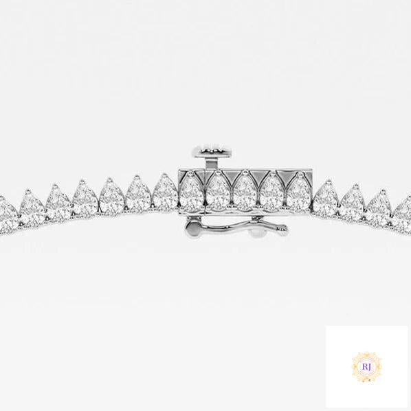 North South Pear-Cut Diamond Tennis Necklace