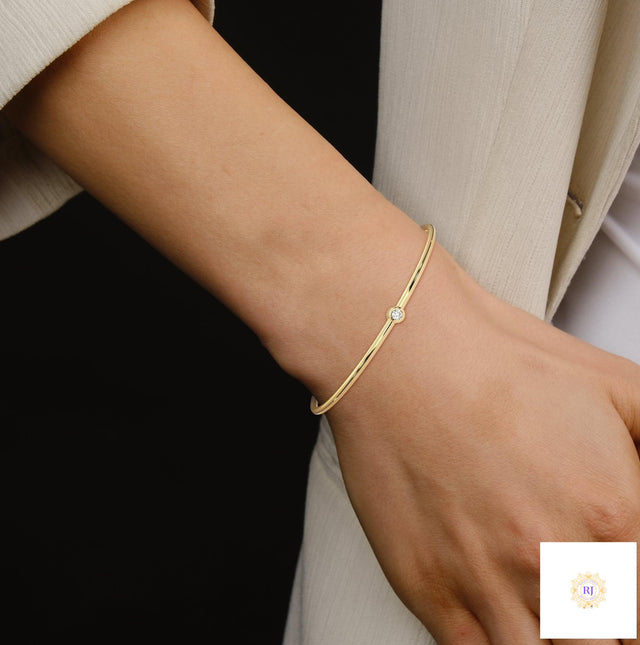 0.10 Ct. Bezel Set Lab Diamond Bangle Minimalist Luxe