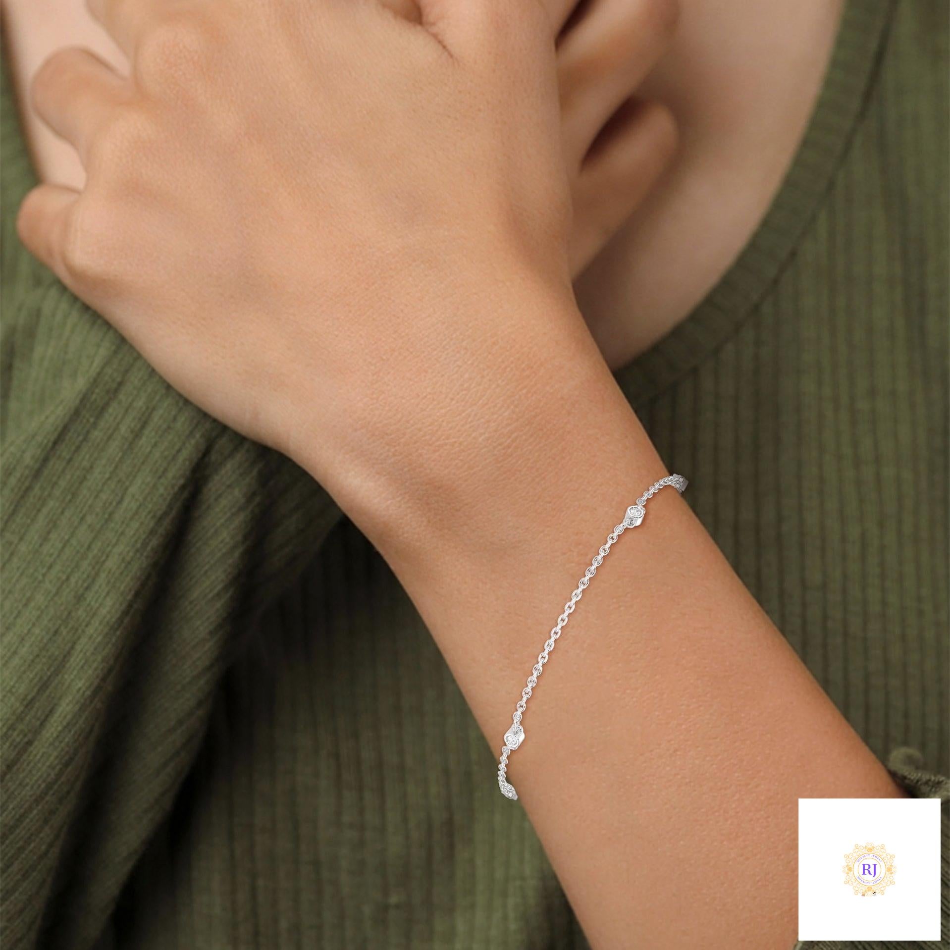 0.10 Ct. Lab Diamond Bezel Station Bracelet