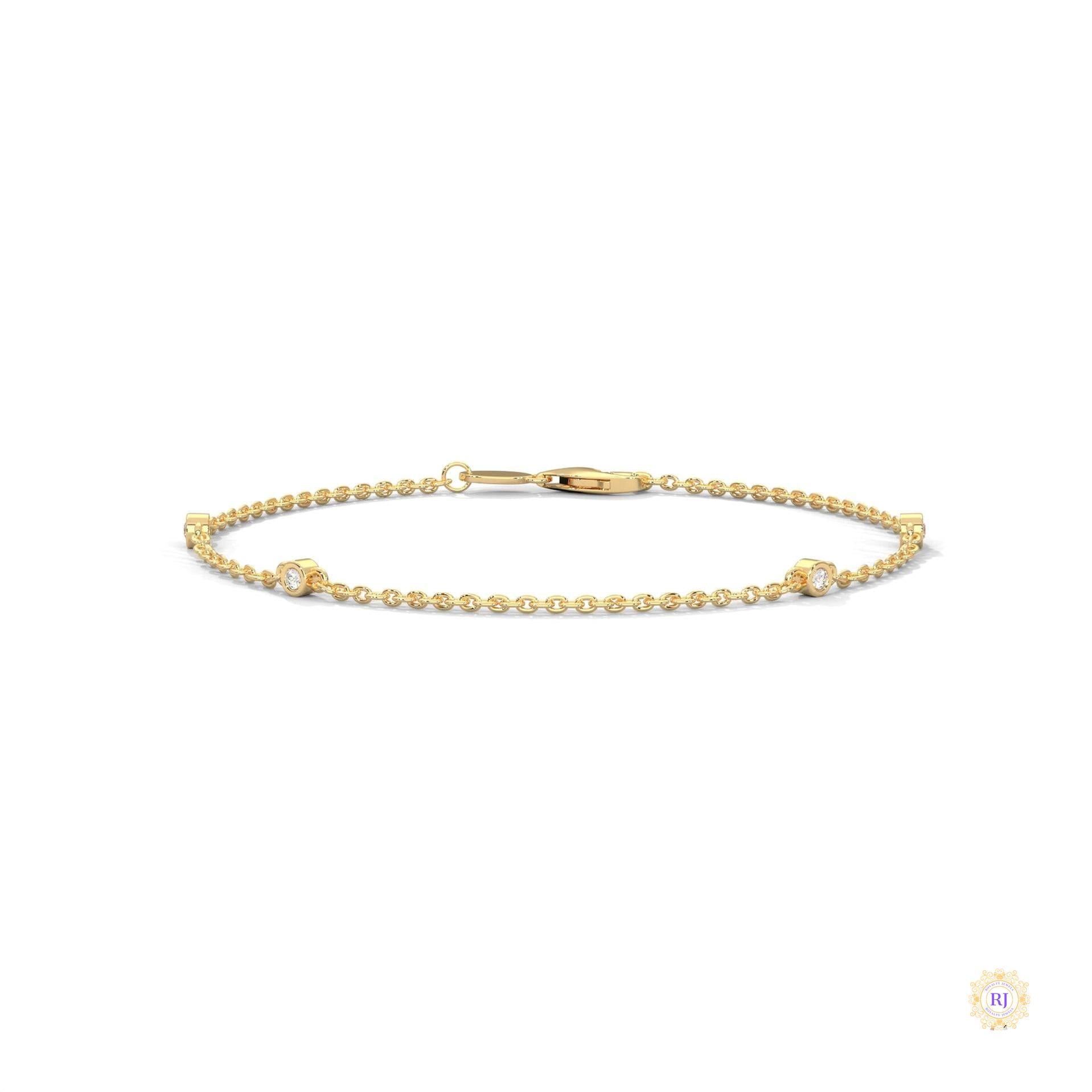 0.10 Ct. Lab Diamond Bezel Station Bracelet