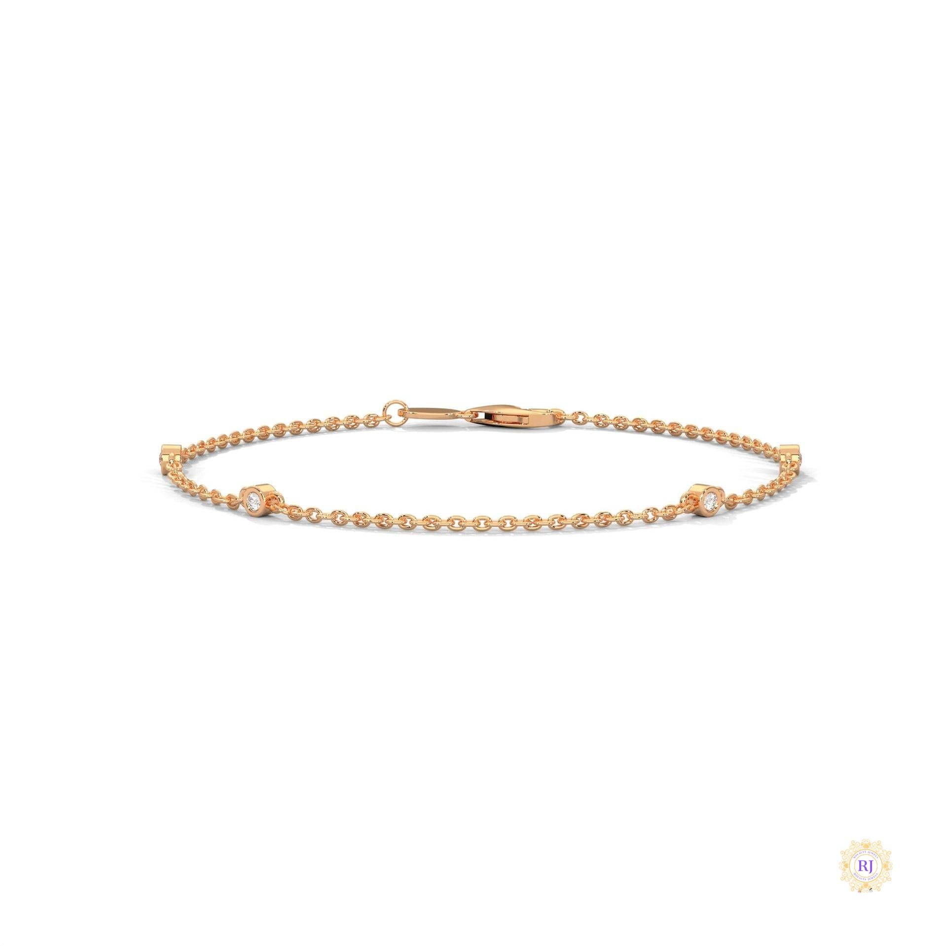 0.10 Ct. Lab Diamond Bezel Station Bracelet