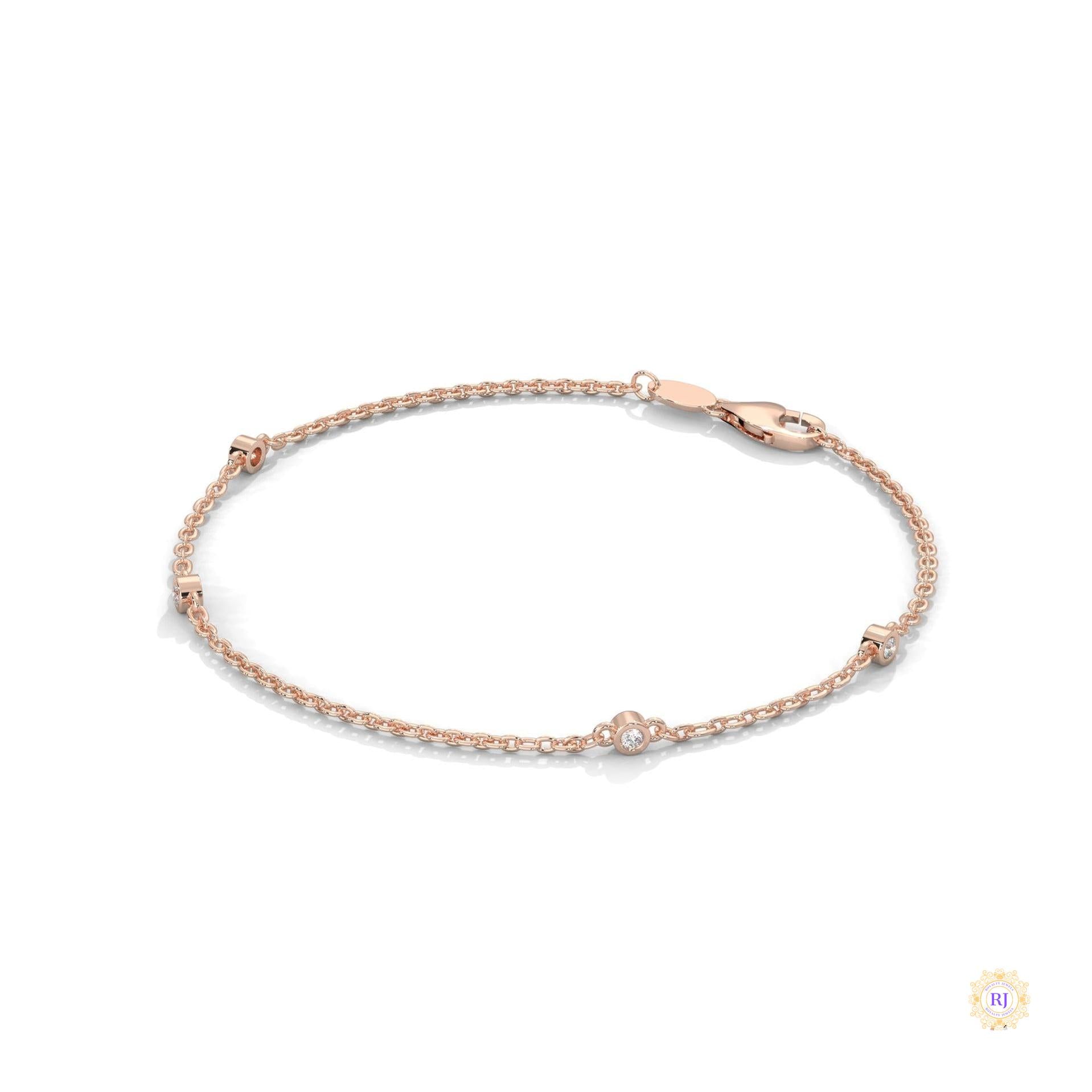 0.10 Ct. Lab Diamond Bezel Station Bracelet