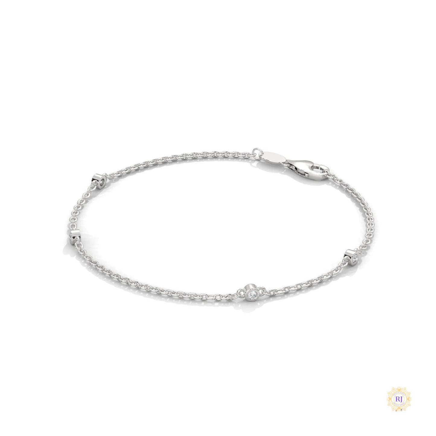 0.10 Ct. Lab Diamond Bezel Station Bracelet