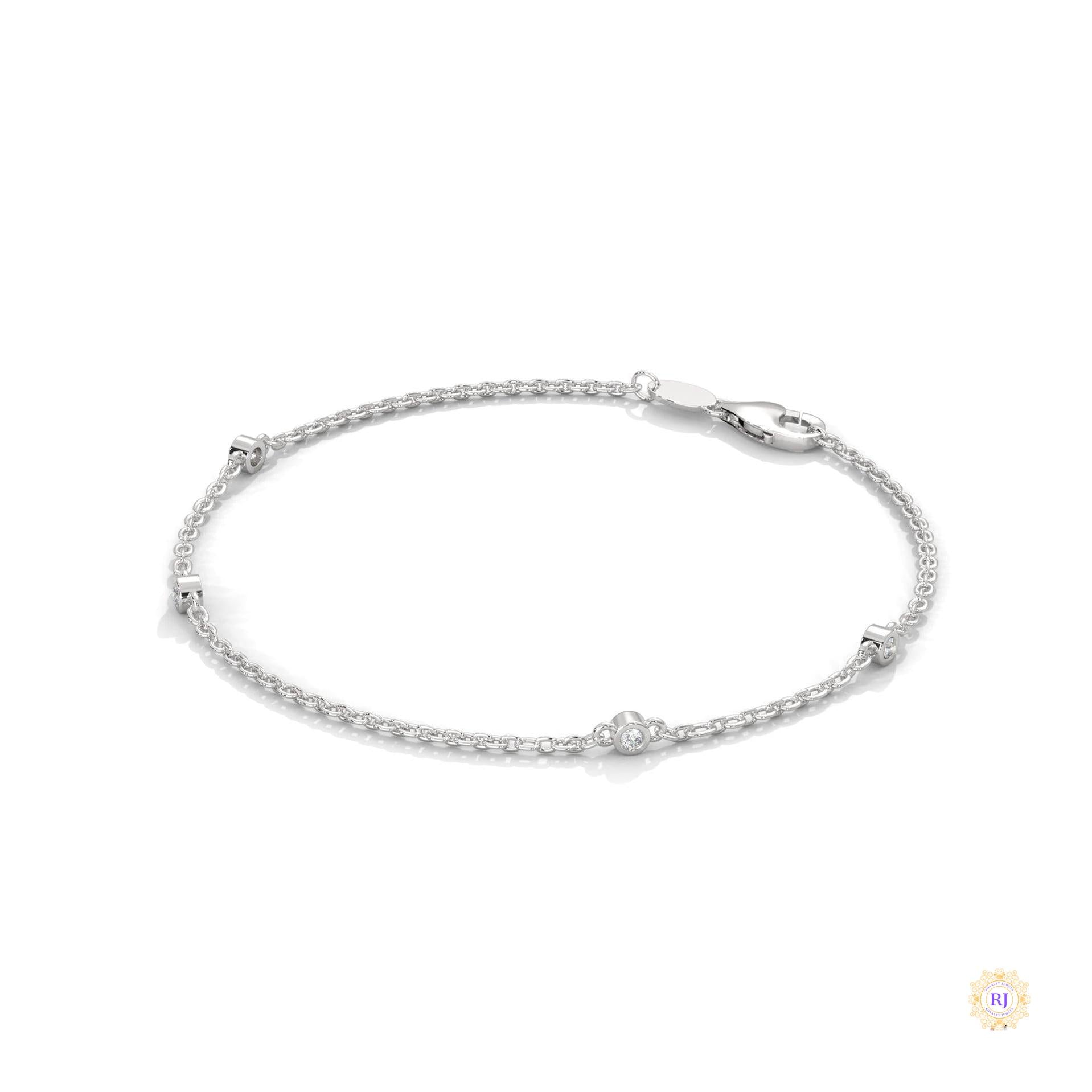 0.10 Ct. Lab Diamond Bezel Station Bracelet