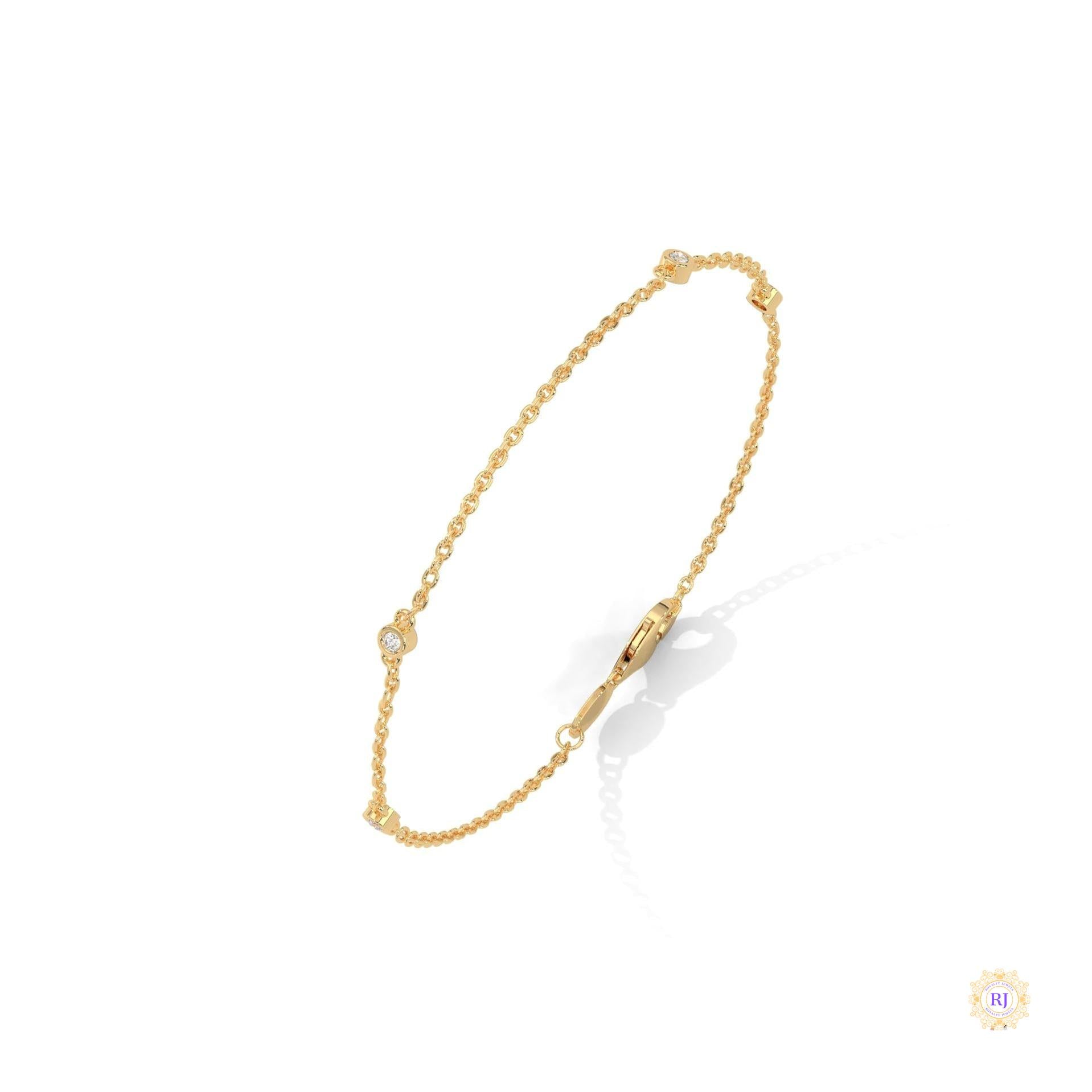 0.10 Ct. Lab Diamond Bezel Station Bracelet
