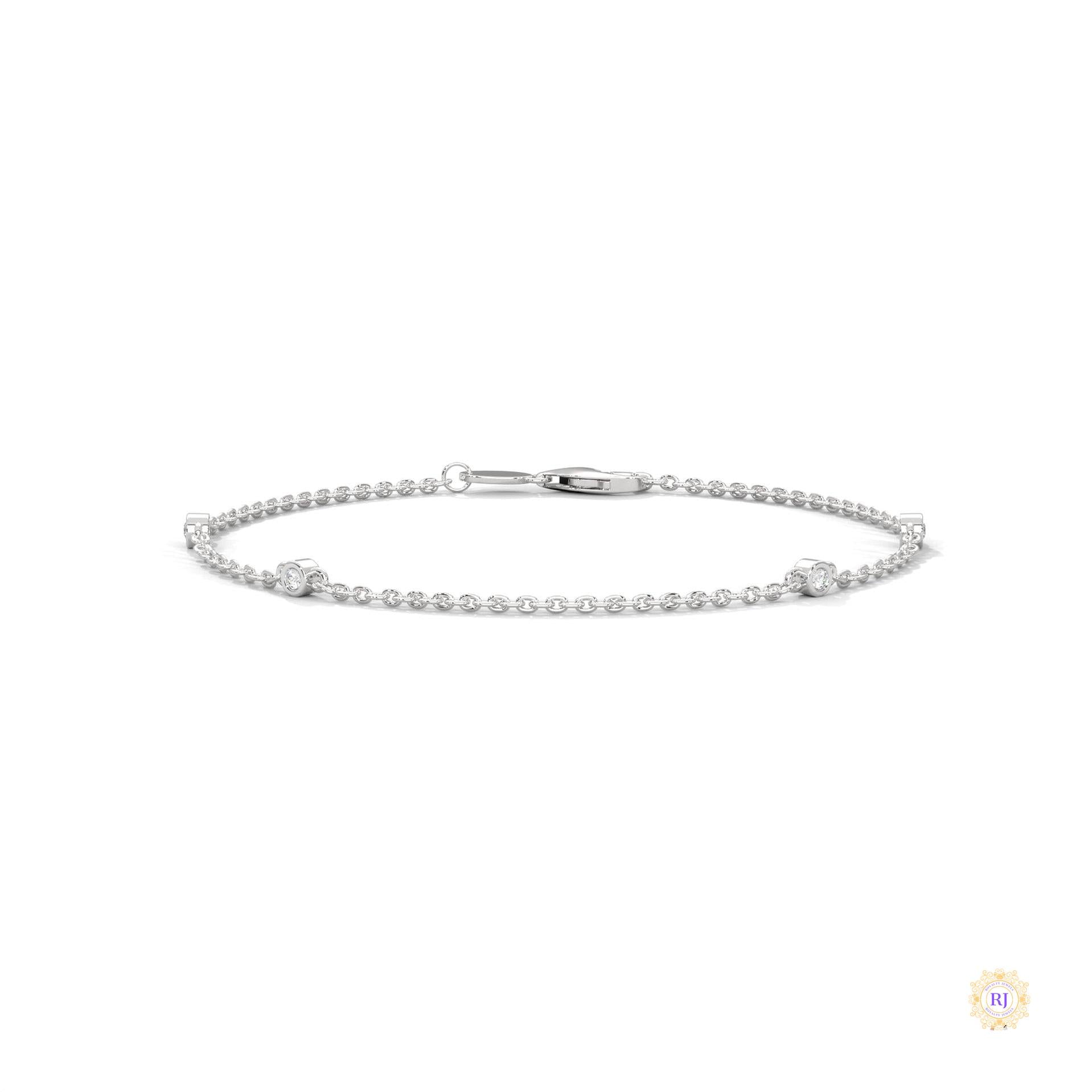 0.10 Ct. Lab Diamond Bezel Station Bracelet