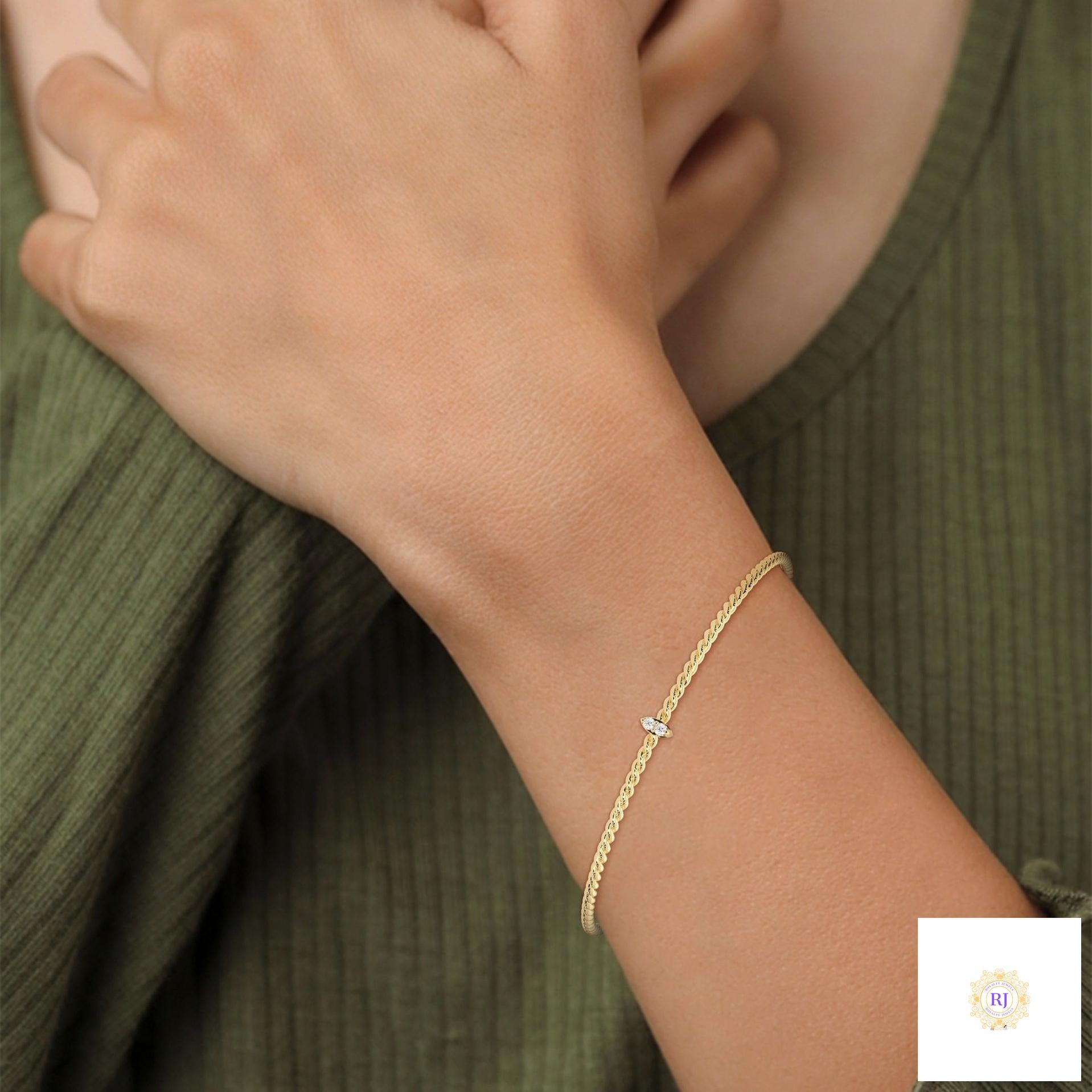 0.10 Ct. Marquise Lab Diamond Bangle Bracelet