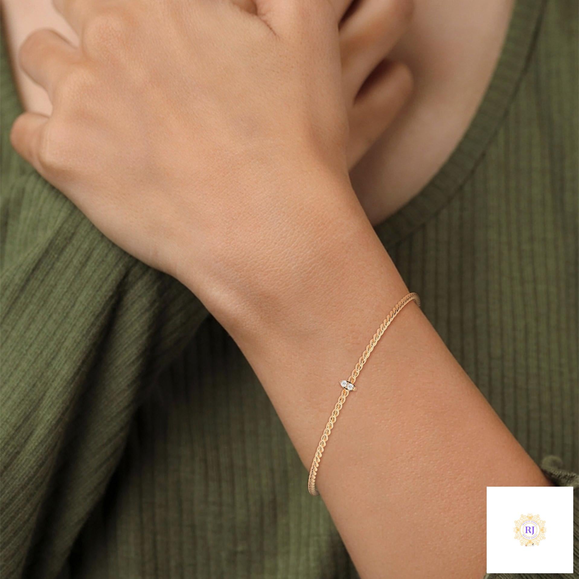 0.10 Ct. Marquise Lab Diamond Bangle Bracelet