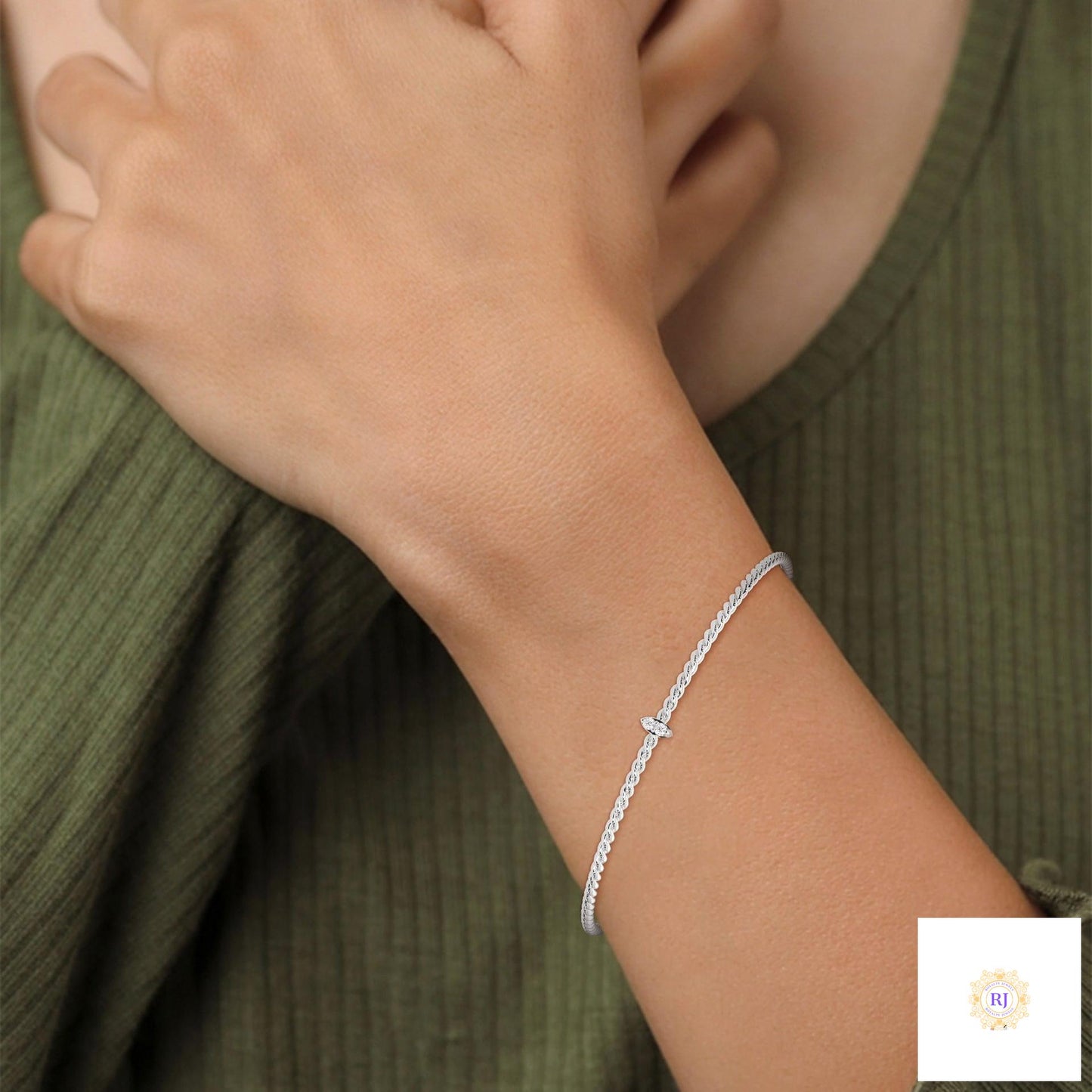 0.10 Ct. Marquise Lab Diamond Bangle Bracelet