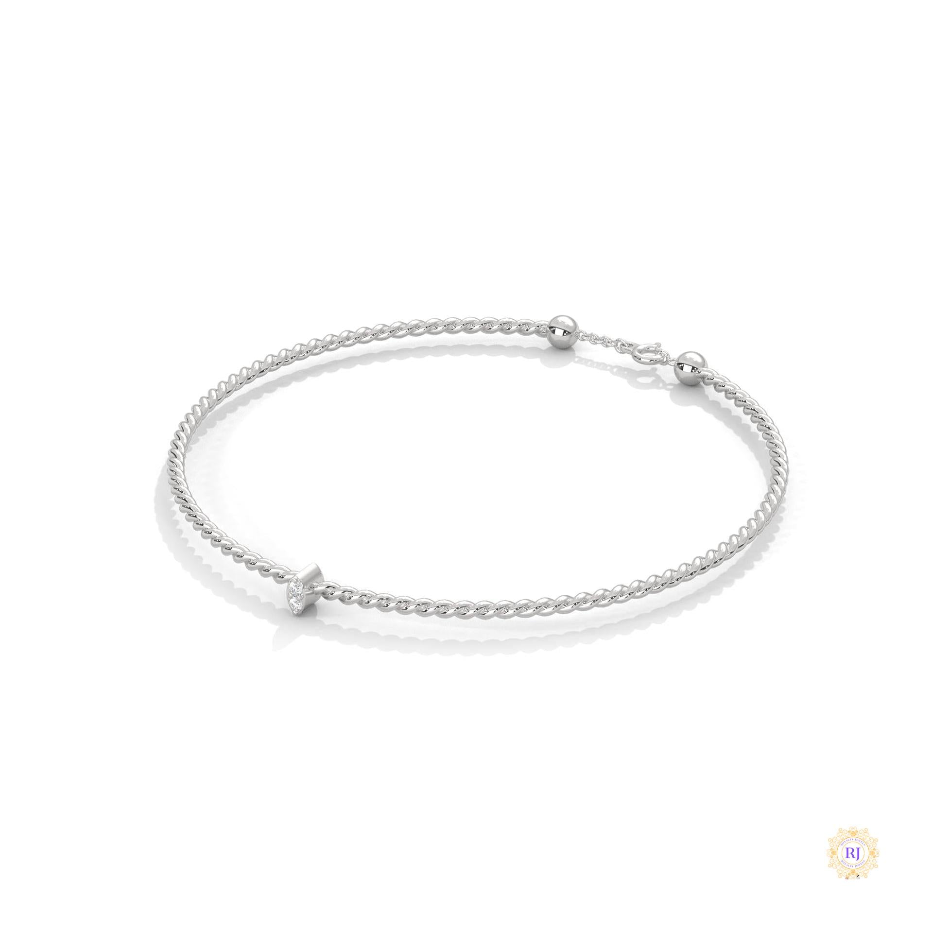 0.10 Ct. Marquise Lab Diamond Bangle Bracelet