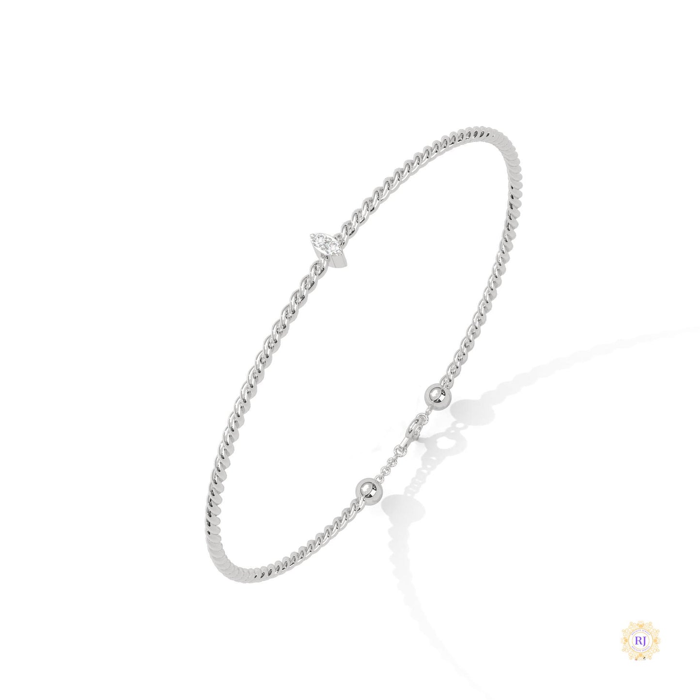 0.10 Ct. Marquise Lab Diamond Bangle Bracelet