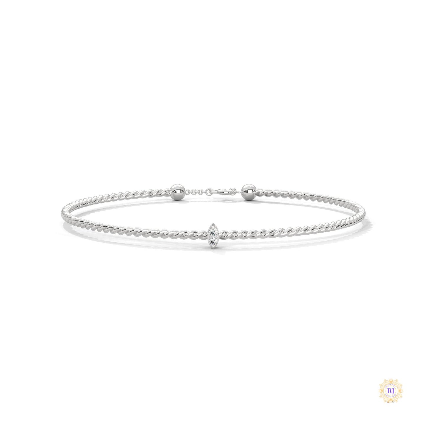 0.10 Ct. Marquise Lab Diamond Bangle Bracelet