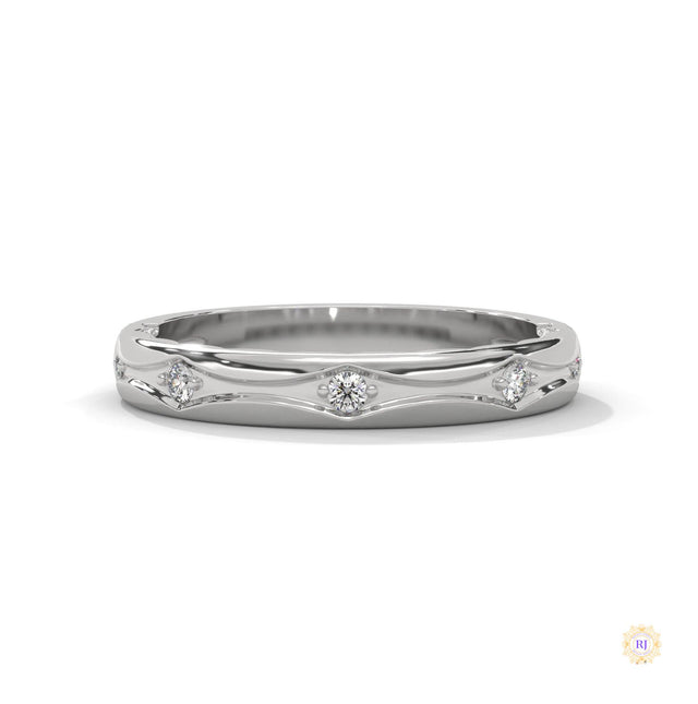 0.10 Ct. Scalloped Lab Diamond Accent Band Ring