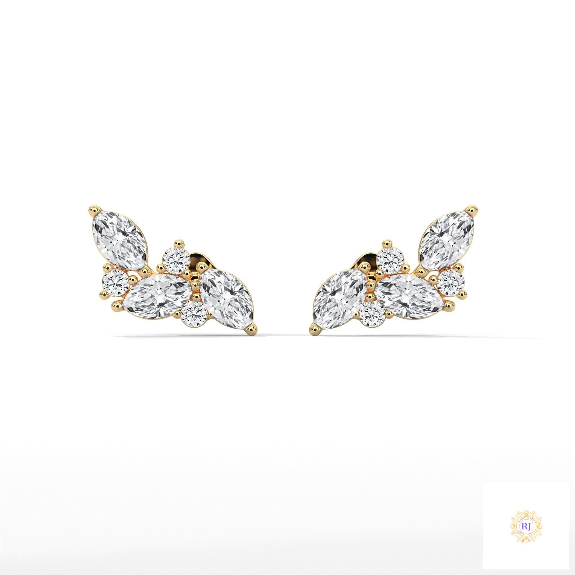 0.15 CT. Marquise Cluster Diamond Earrings
