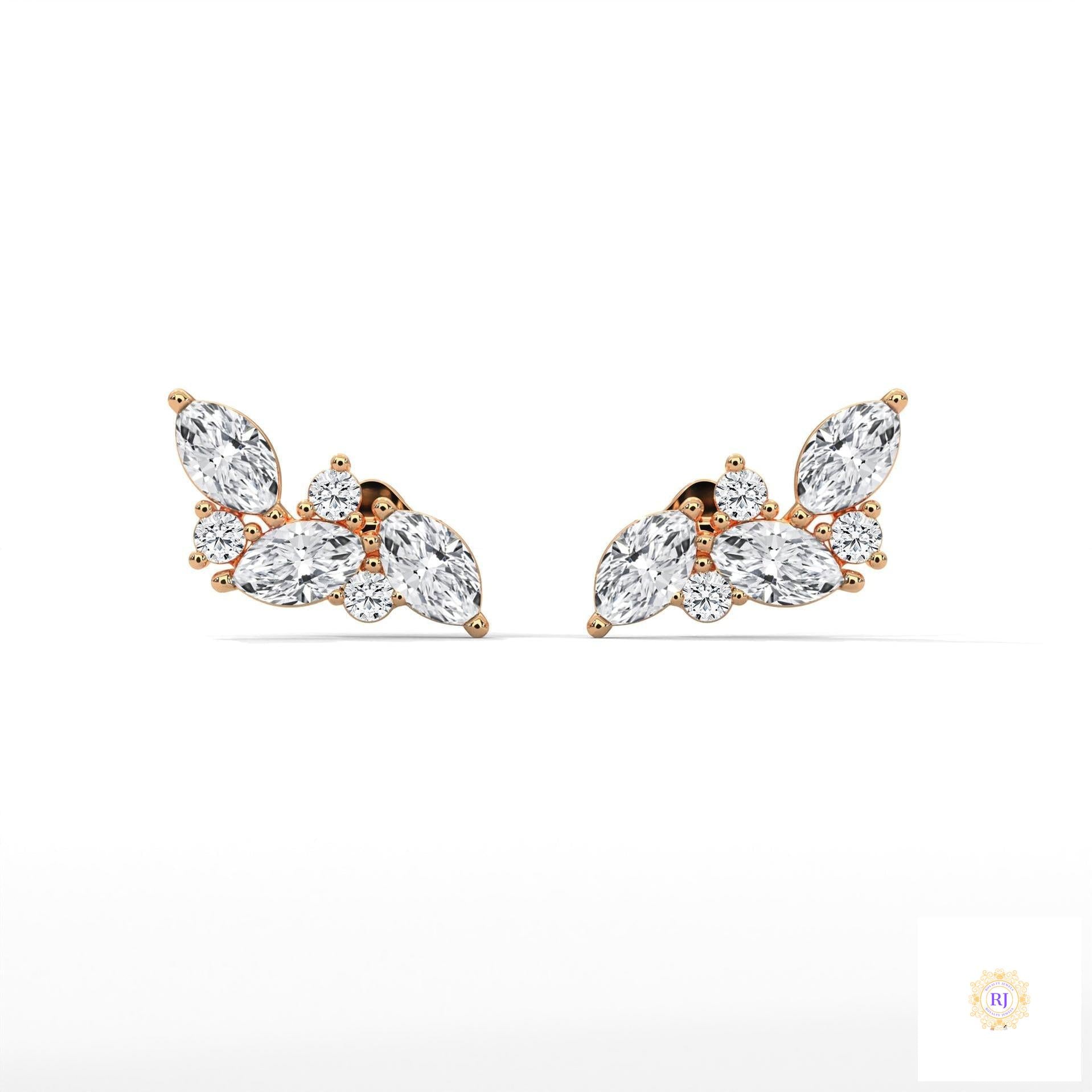 0.15 CT. Marquise Cluster Diamond Earrings