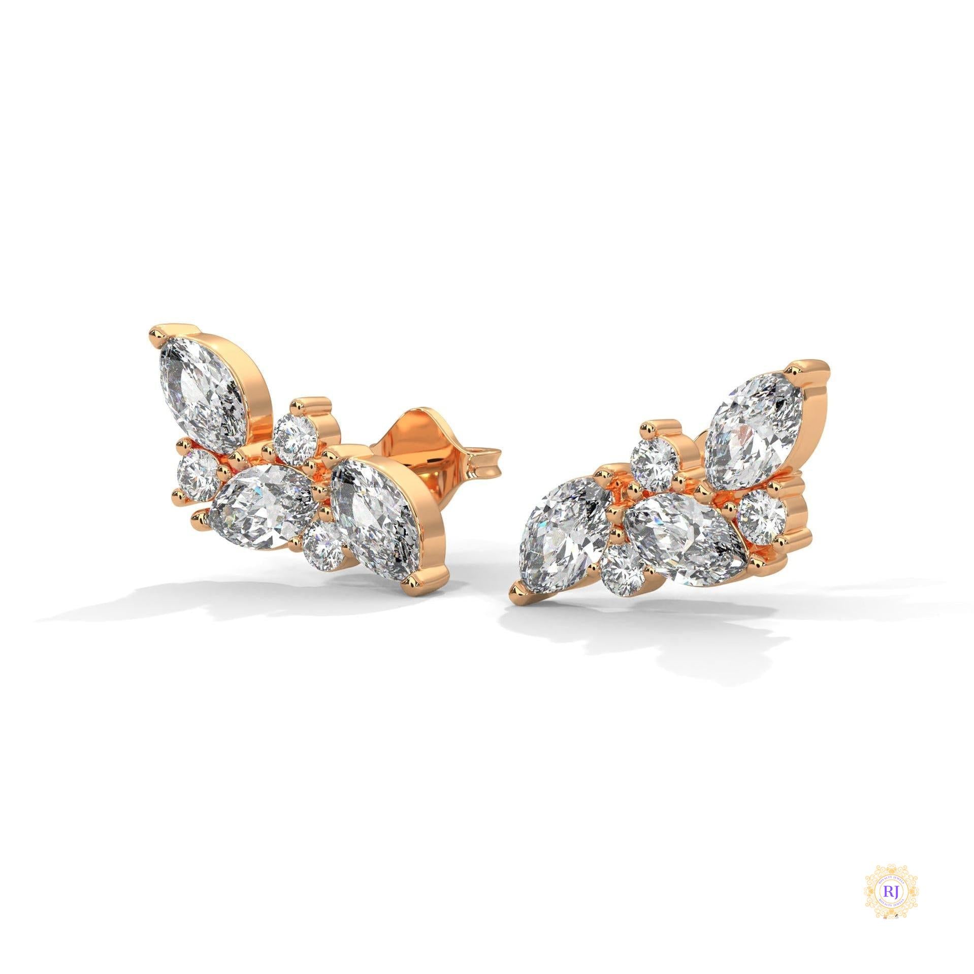 0.15 CT. Marquise Cluster Diamond Earrings