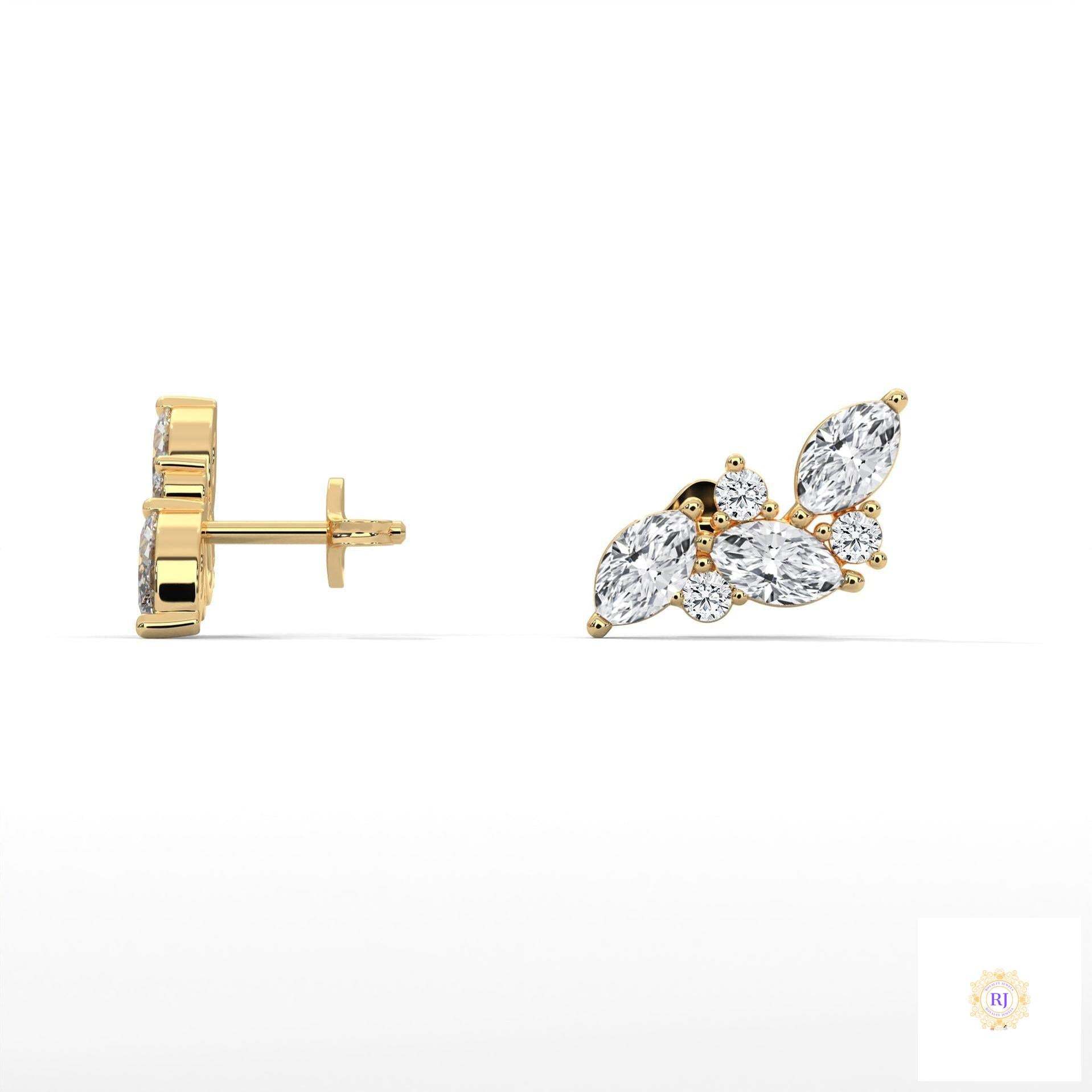 0.15 CT. Marquise Cluster Diamond Earrings