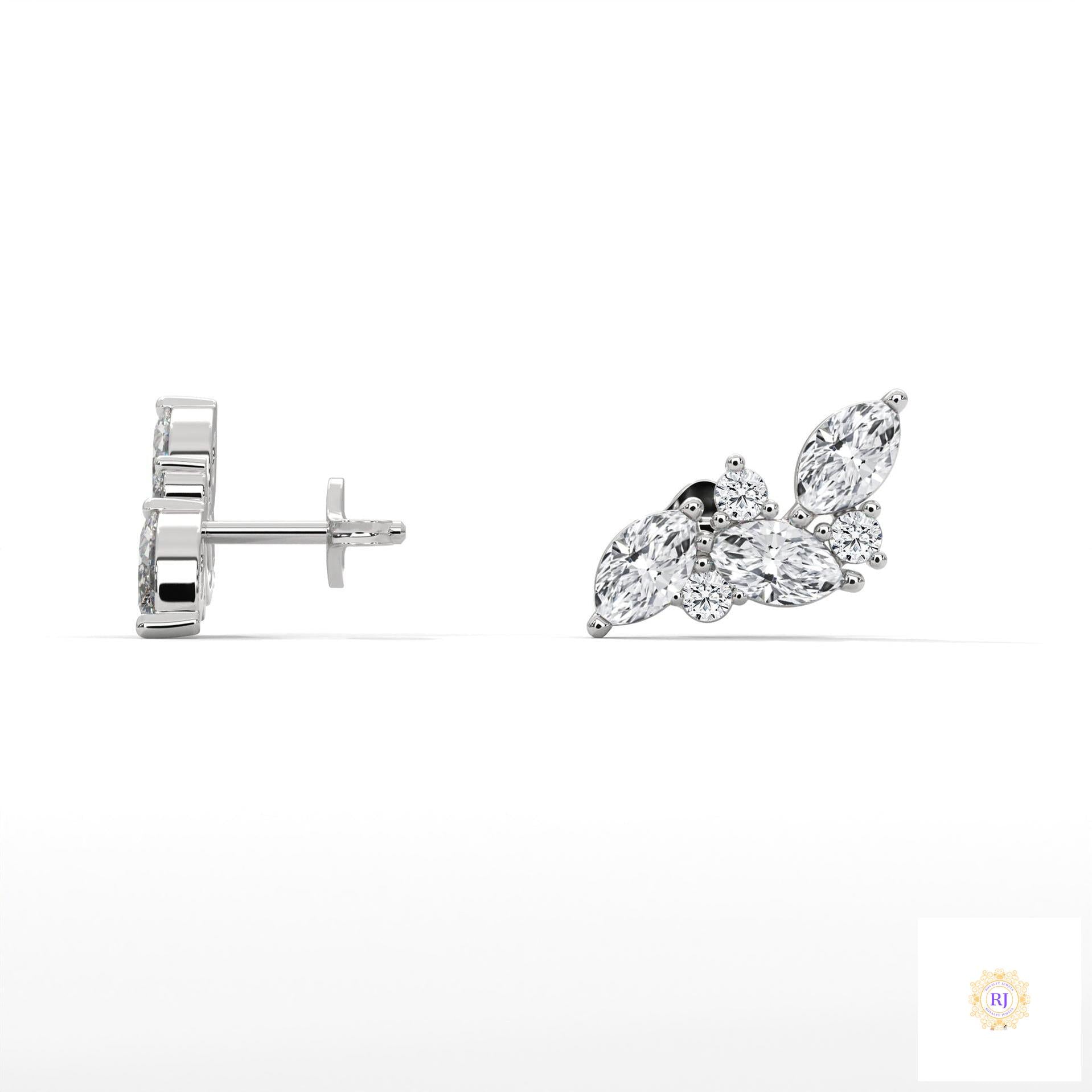 0.15 CT. Marquise Cluster Diamond Earrings