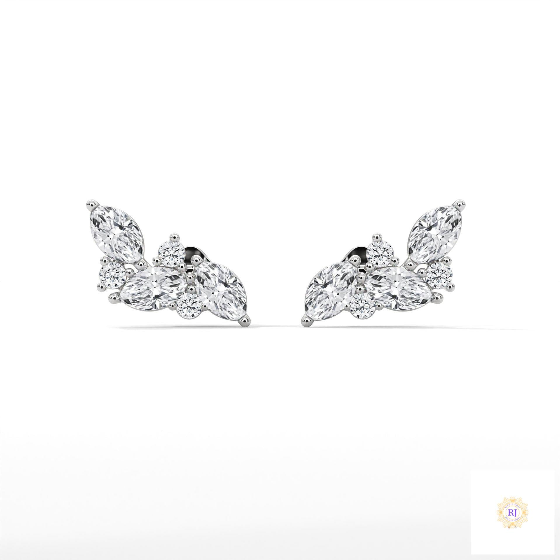 0.15 CT. Marquise Cluster Diamond Earrings