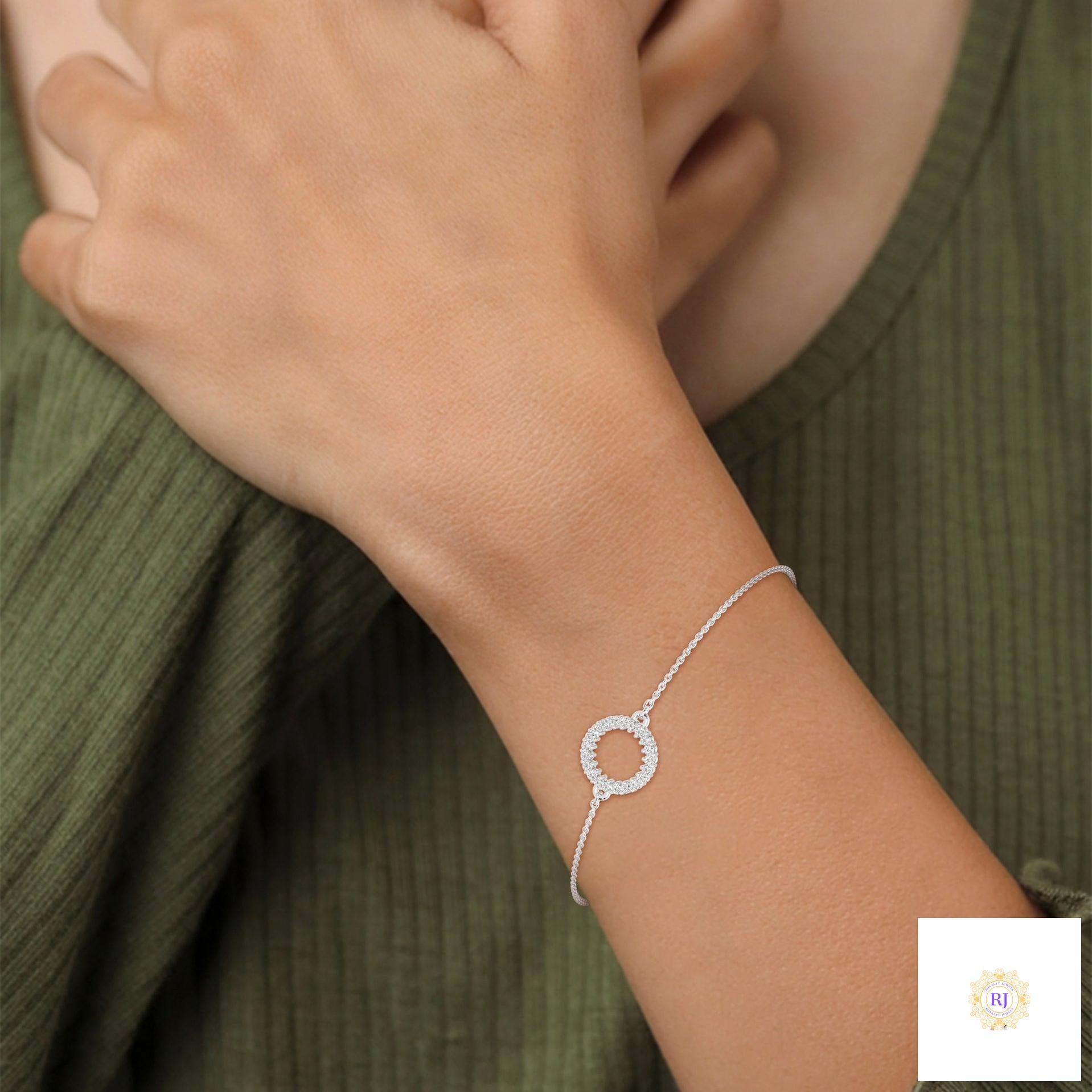 0.20 Ct. Circle Lab Diamond Bracelet Dainty Chain