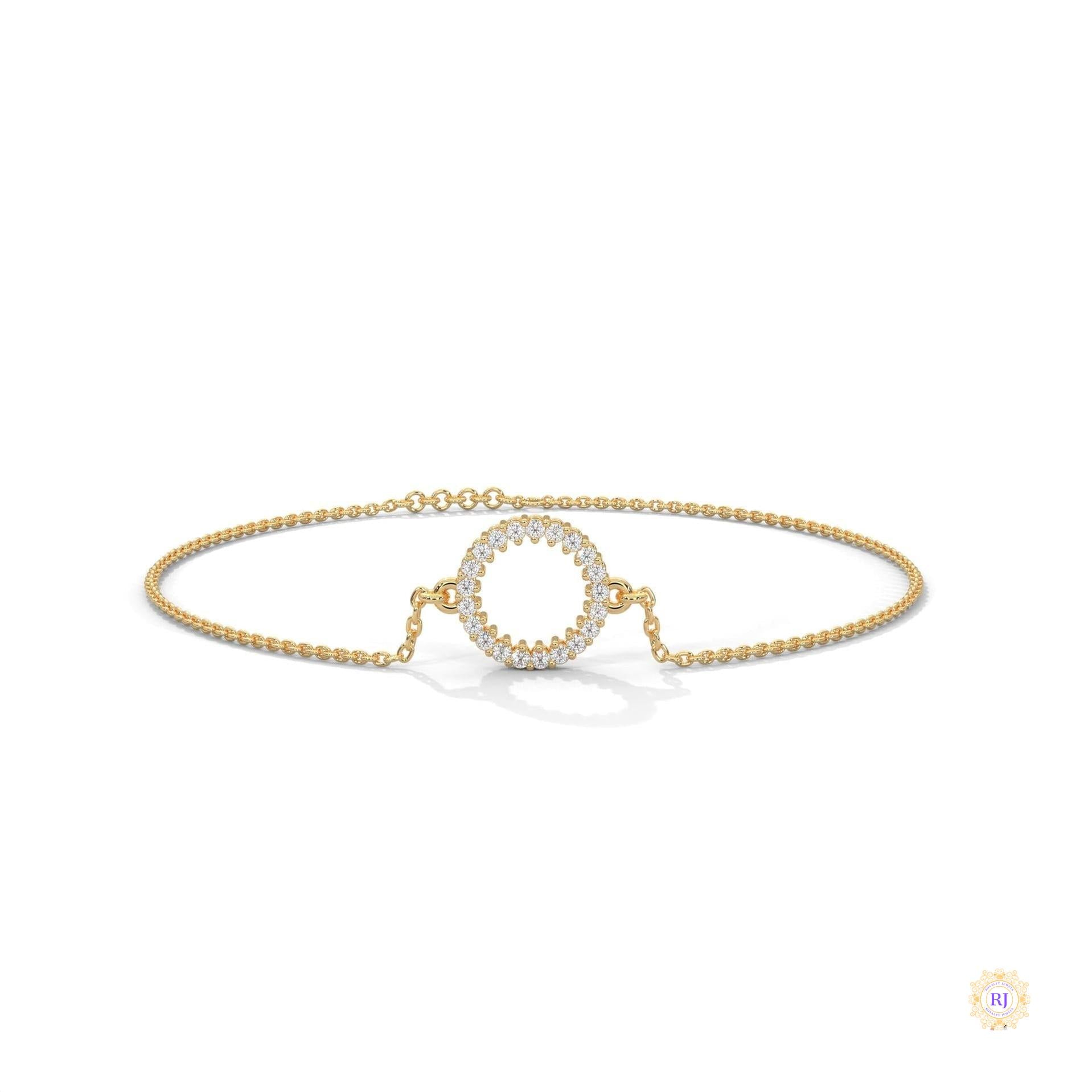0.20 Ct. Circle Lab Diamond Bracelet Dainty Chain