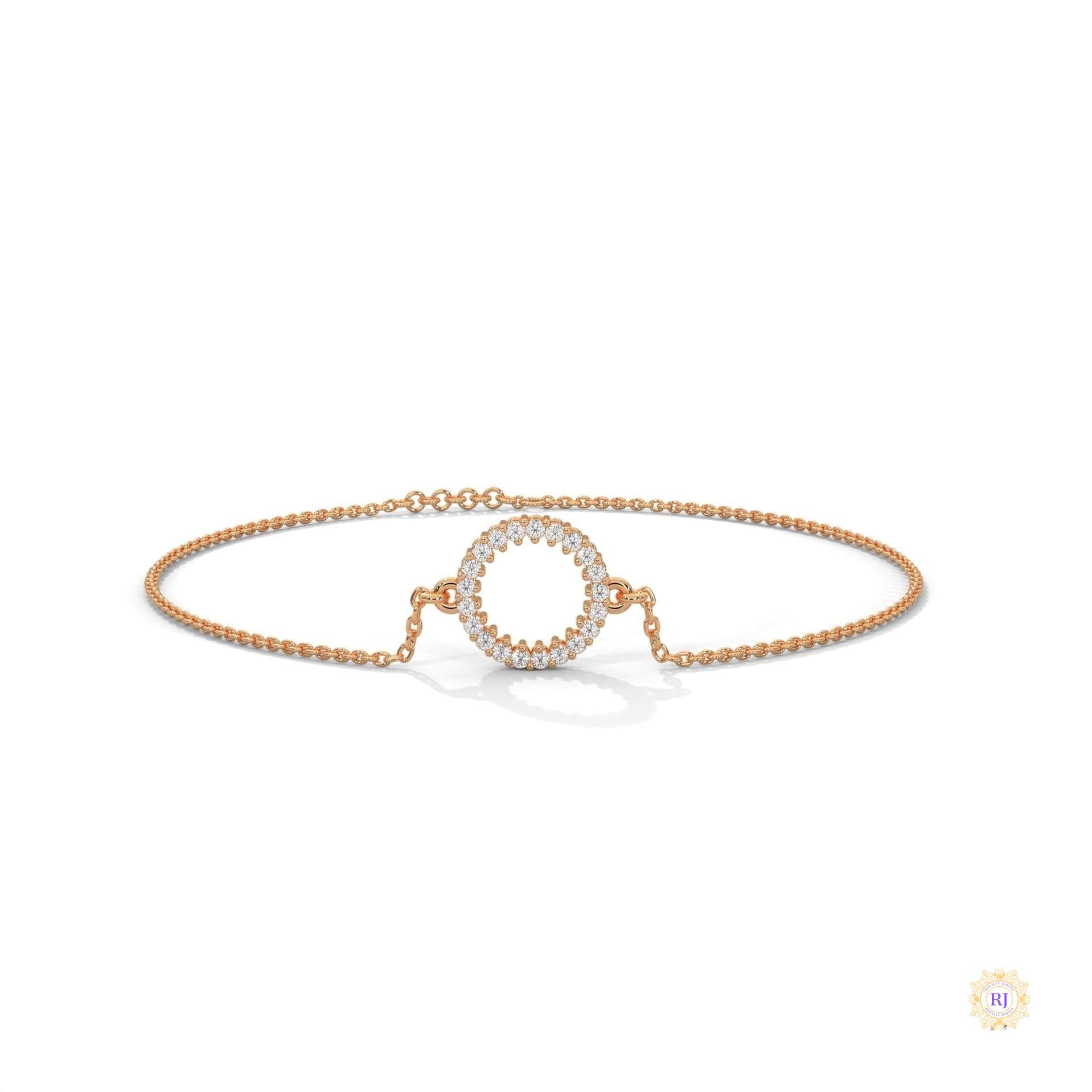 0.20 Ct. Circle Lab Diamond Bracelet Dainty Chain