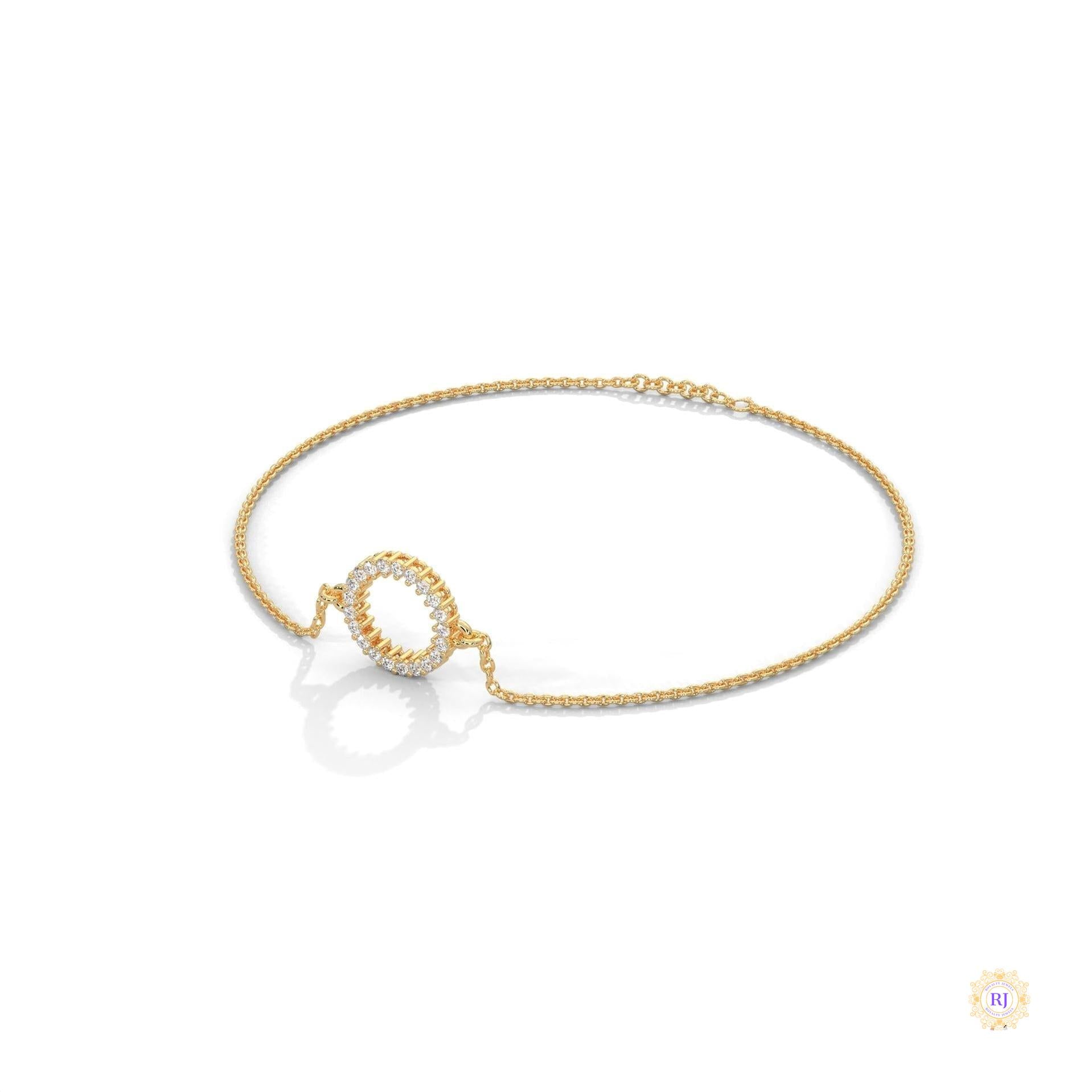 0.20 Ct. Circle Lab Diamond Bracelet Dainty Chain