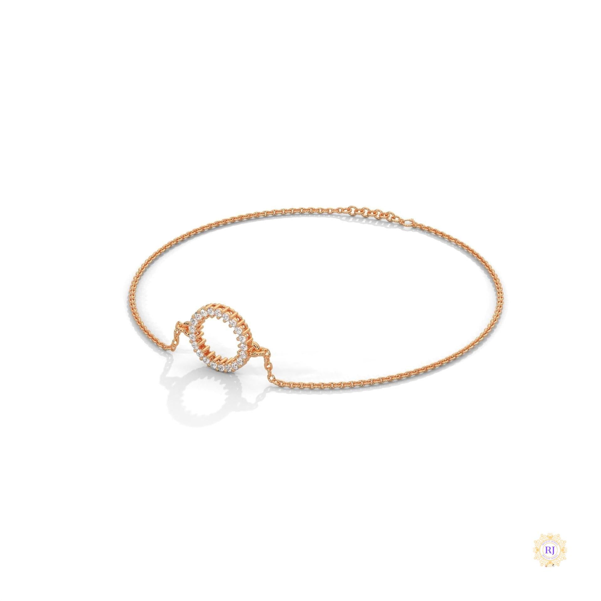 0.20 Ct. Circle Lab Diamond Bracelet Dainty Chain